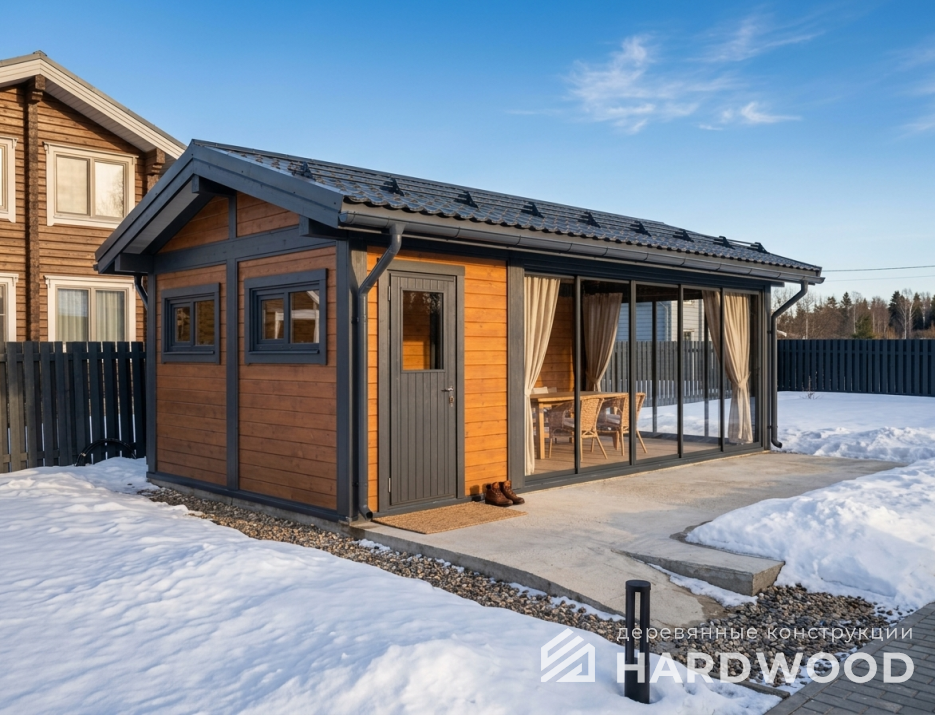 Беседка из дерева с окнами в пол №95 - фото 2264